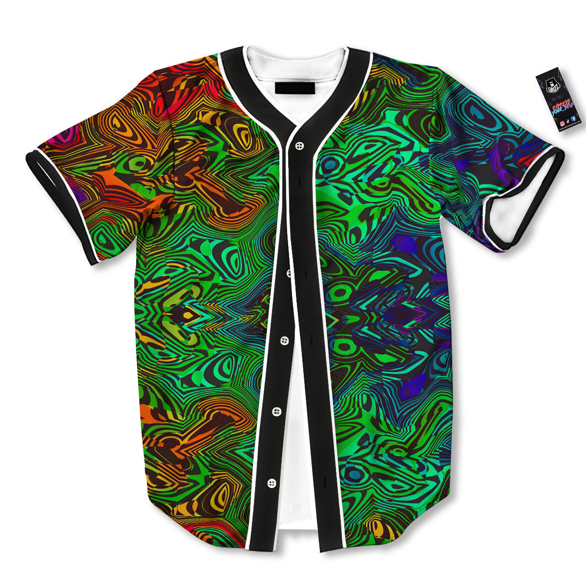 Rave Psychedelic Print Pattern Baseball Jersey-grizzshop