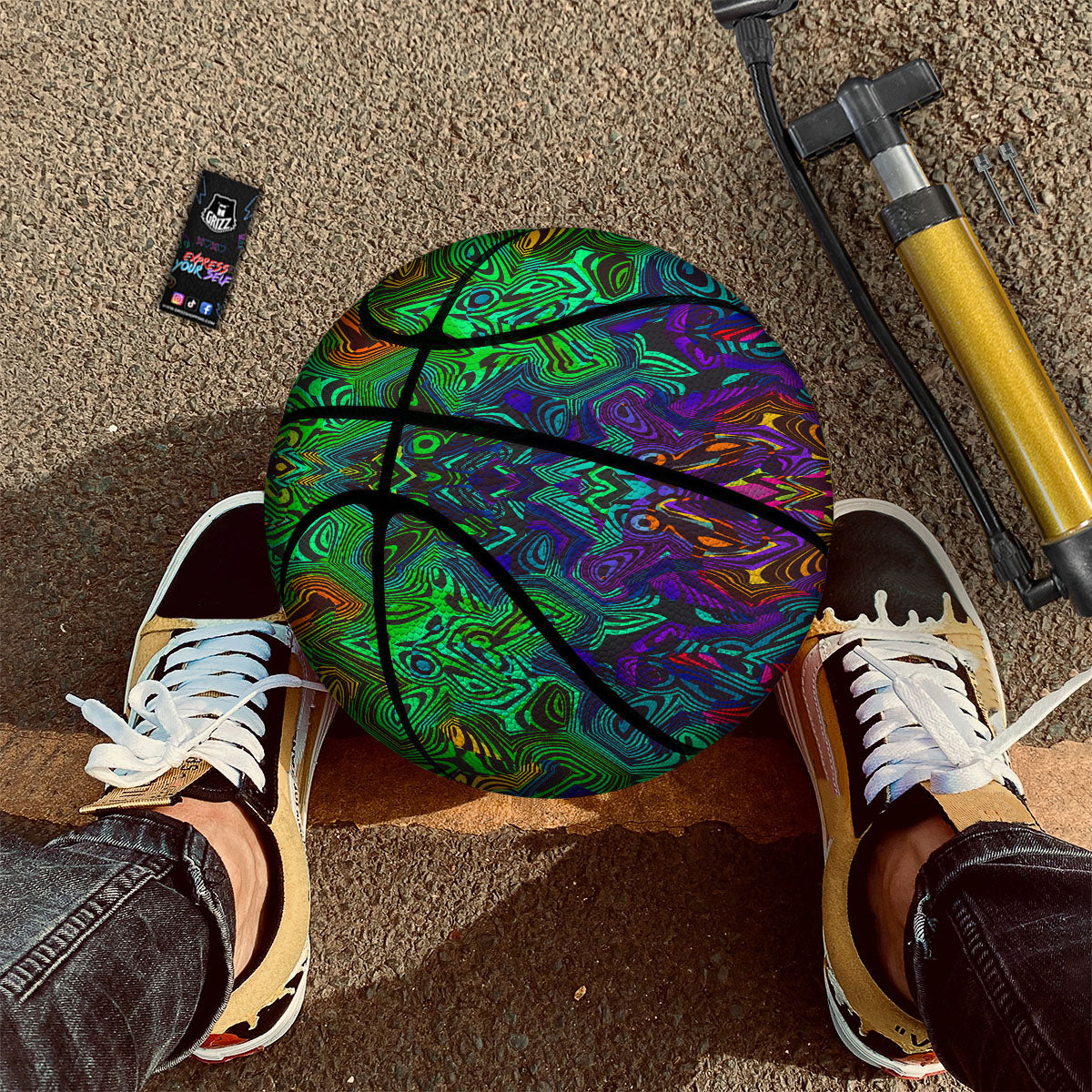 Rave Psychedelic Print Pattern Basketball-grizzshop