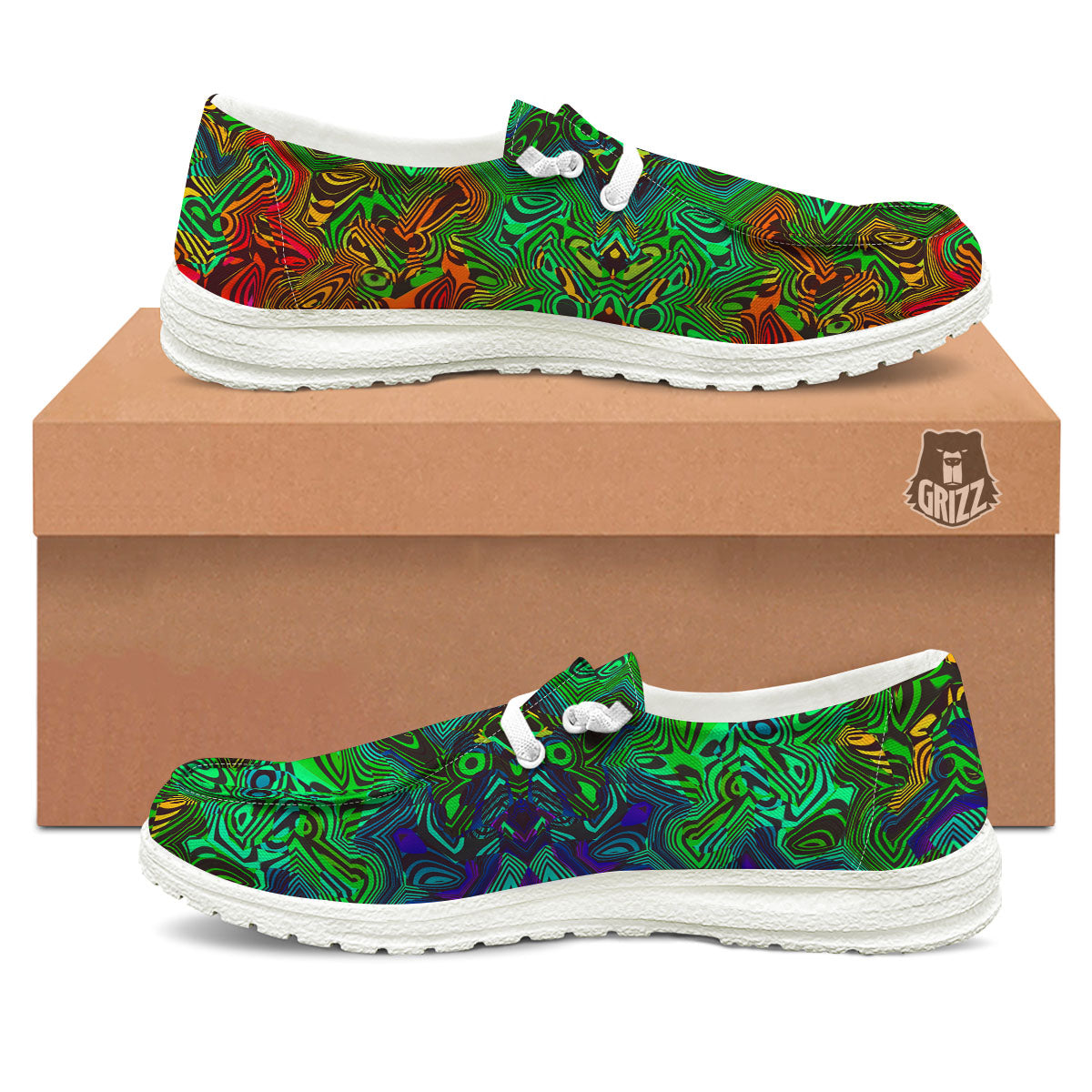 Rave Psychedelic Print Pattern Black Loafers-grizzshop