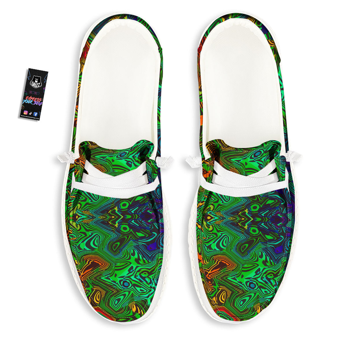 Rave Psychedelic Print Pattern Black Loafers-grizzshop