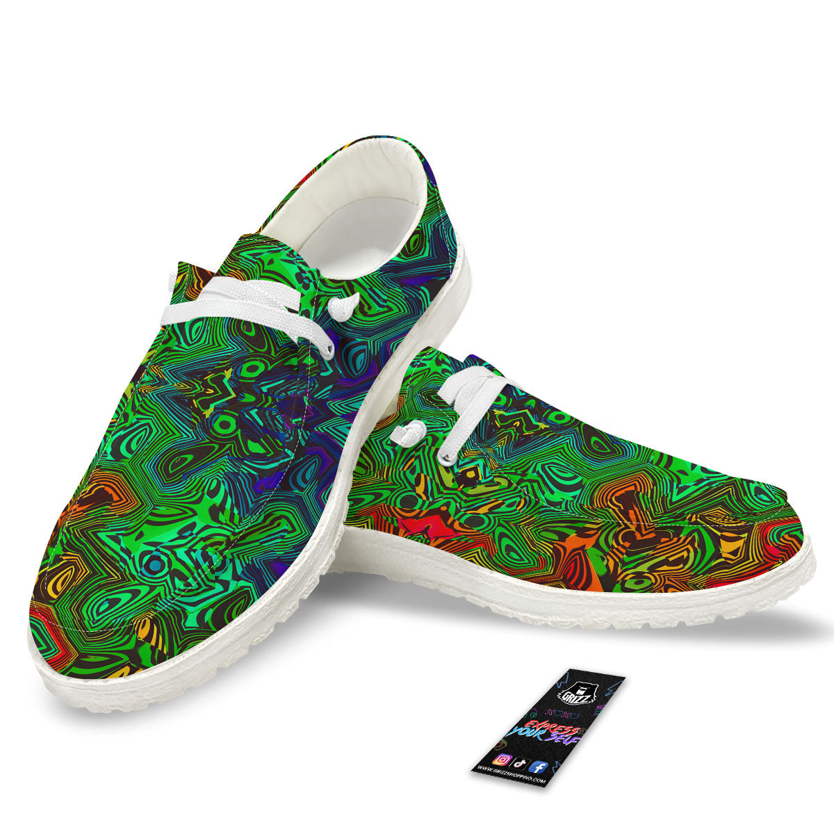 Rave Psychedelic Print Pattern Black Loafers-grizzshop