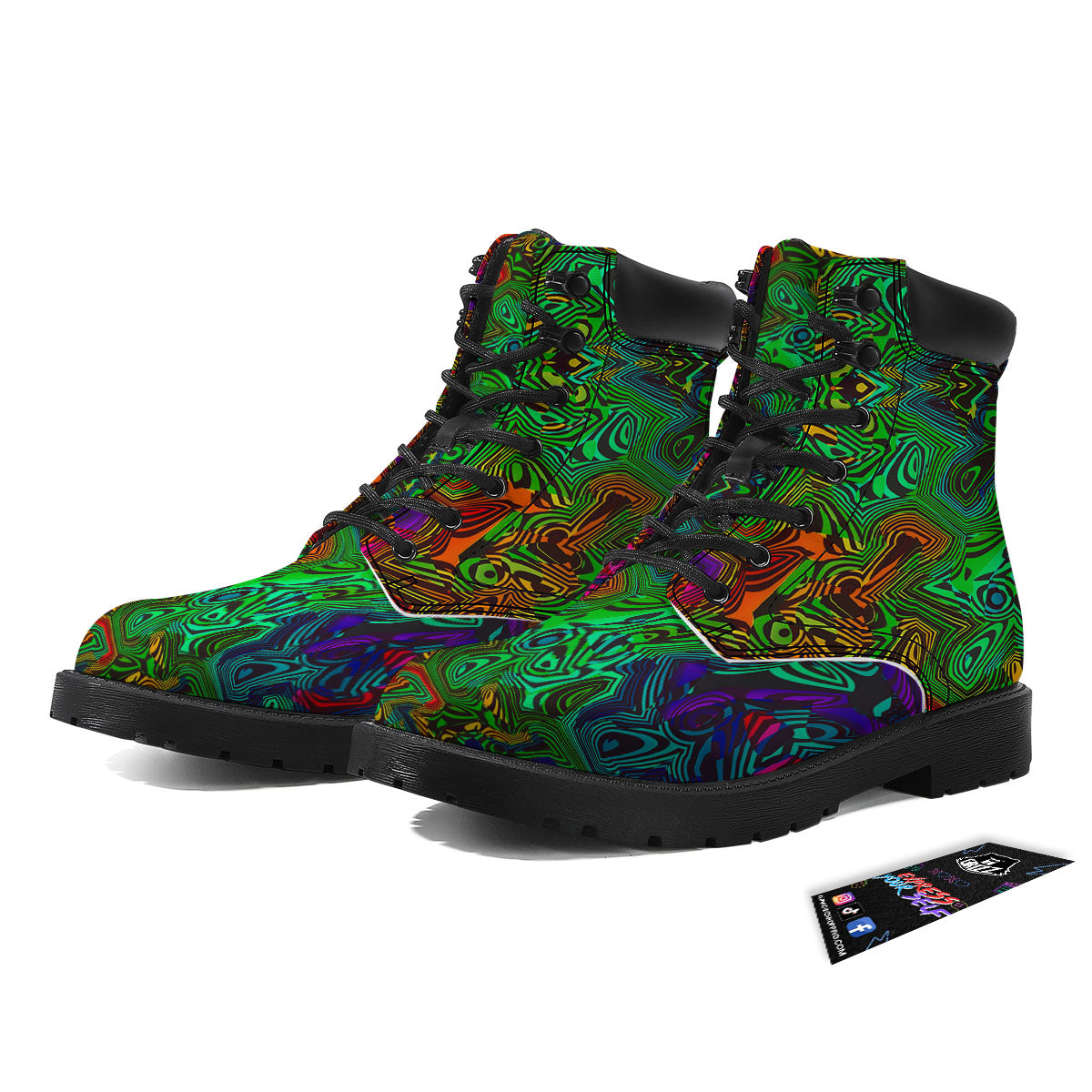 Rave Psychedelic Print Pattern Boots-grizzshop