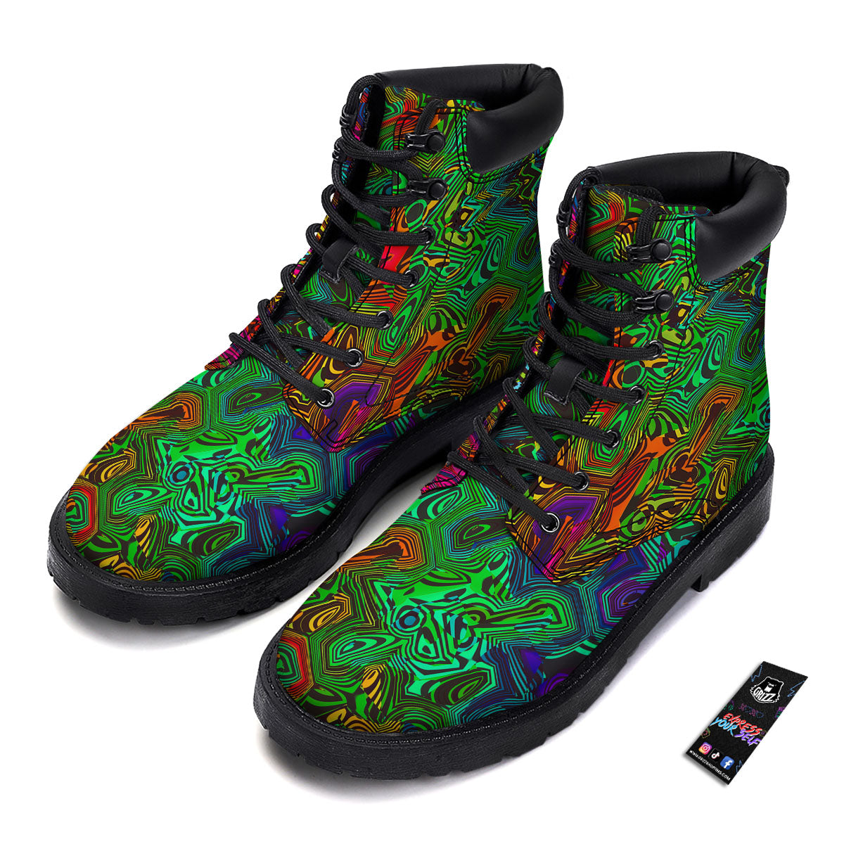 Rave Psychedelic Print Pattern Boots-grizzshop
