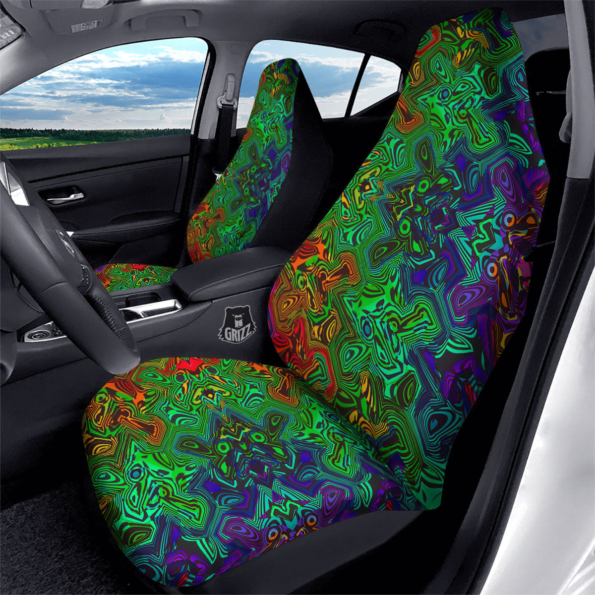 Rave Psychedelic Print Pattern Car Seat Covers-grizzshop