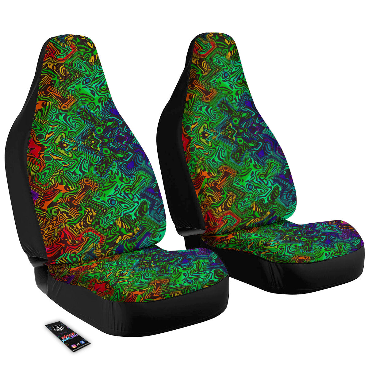 Rave Psychedelic Print Pattern Car Seat Covers-grizzshop