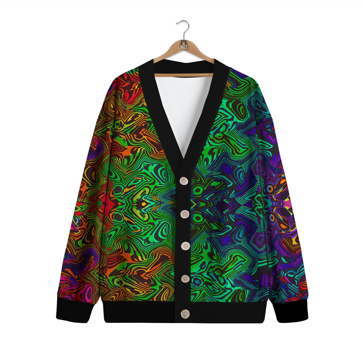 Rave Psychedelic Print Pattern Cardigan-grizzshop