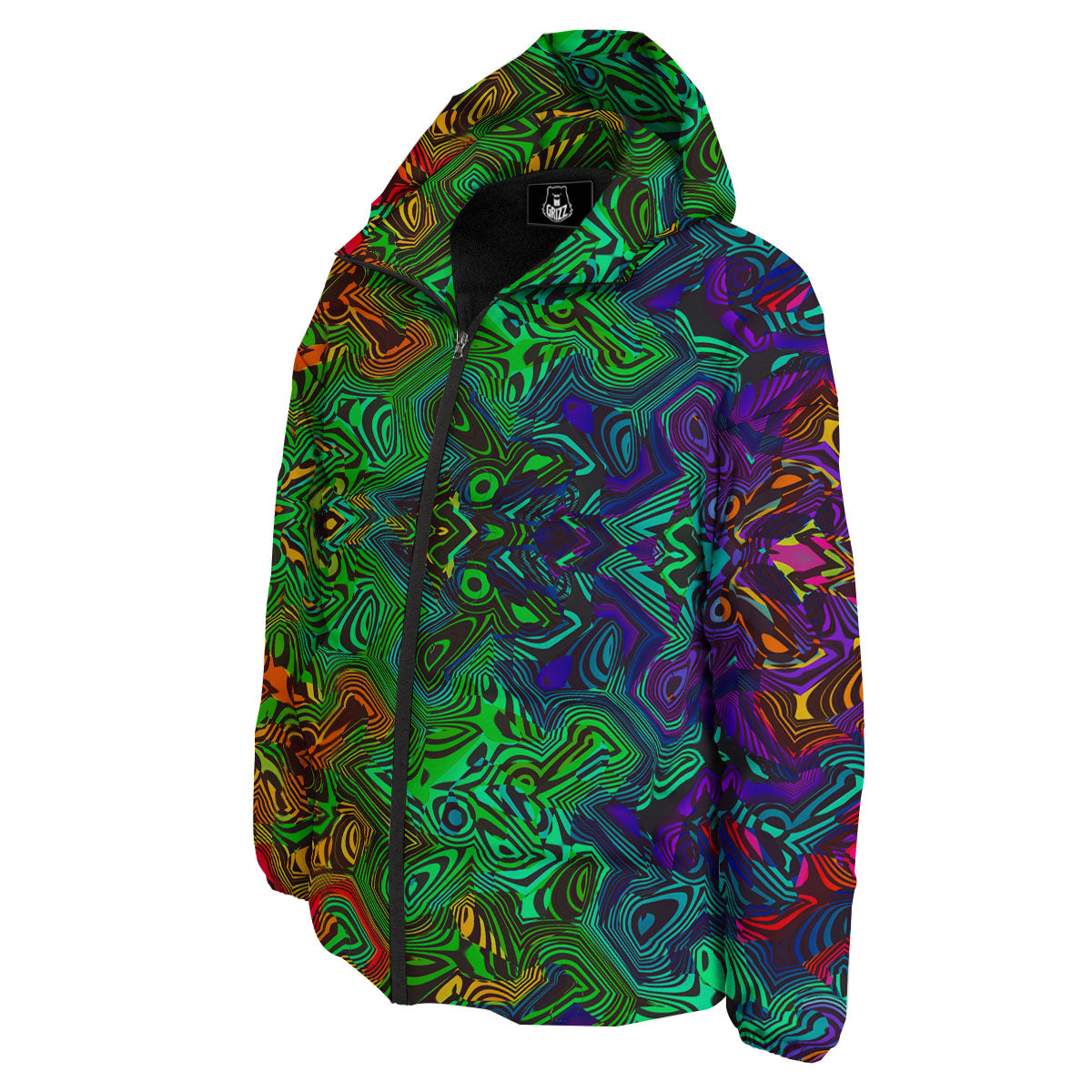 Rave Psychedelic Print Pattern Down Jacket-grizzshop