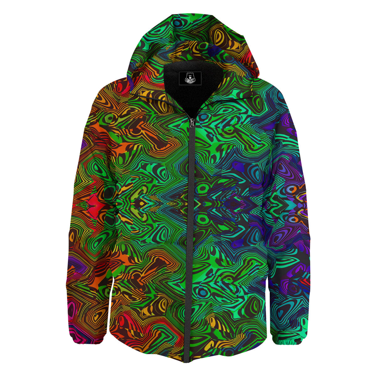 Rave Psychedelic Print Pattern Down Jacket-grizzshop