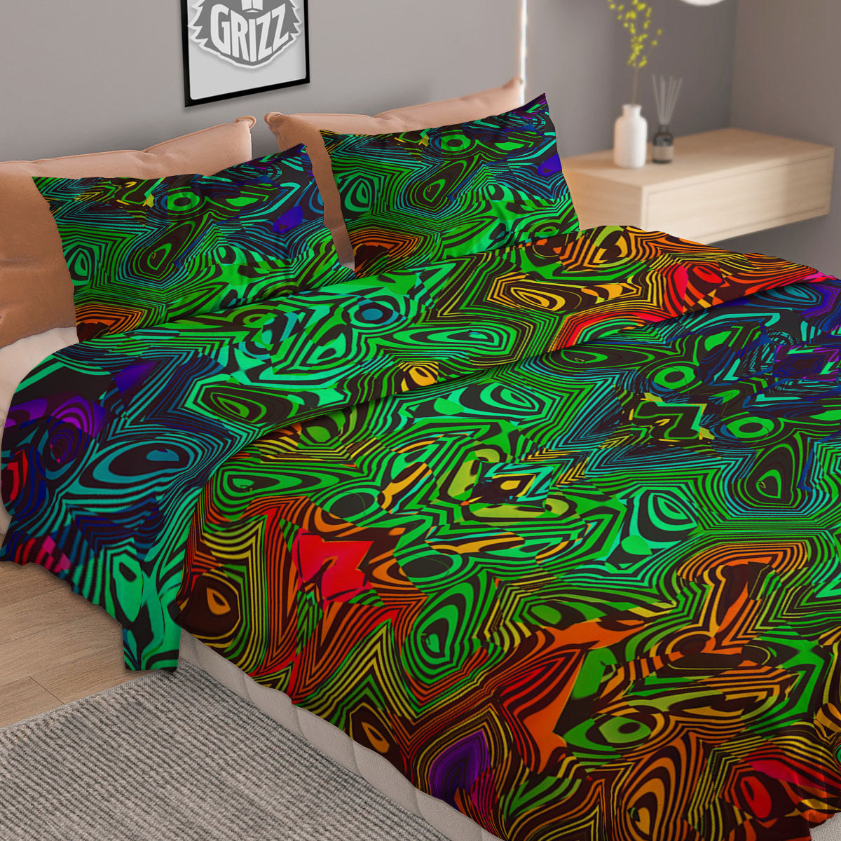 Python Snake Yellow And White Print Duvet Cover Bedding Set