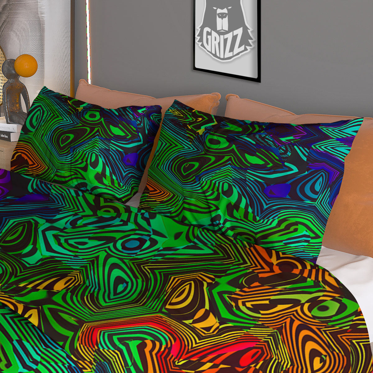 Python Snake Yellow And White Print Duvet Cover Bedding Set