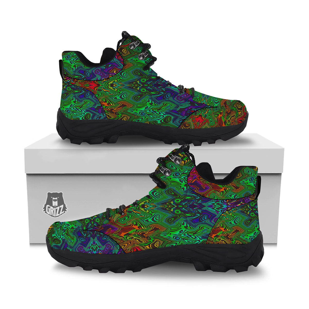 Rave Psychedelic Print Pattern Hiking Shoes-grizzshop
