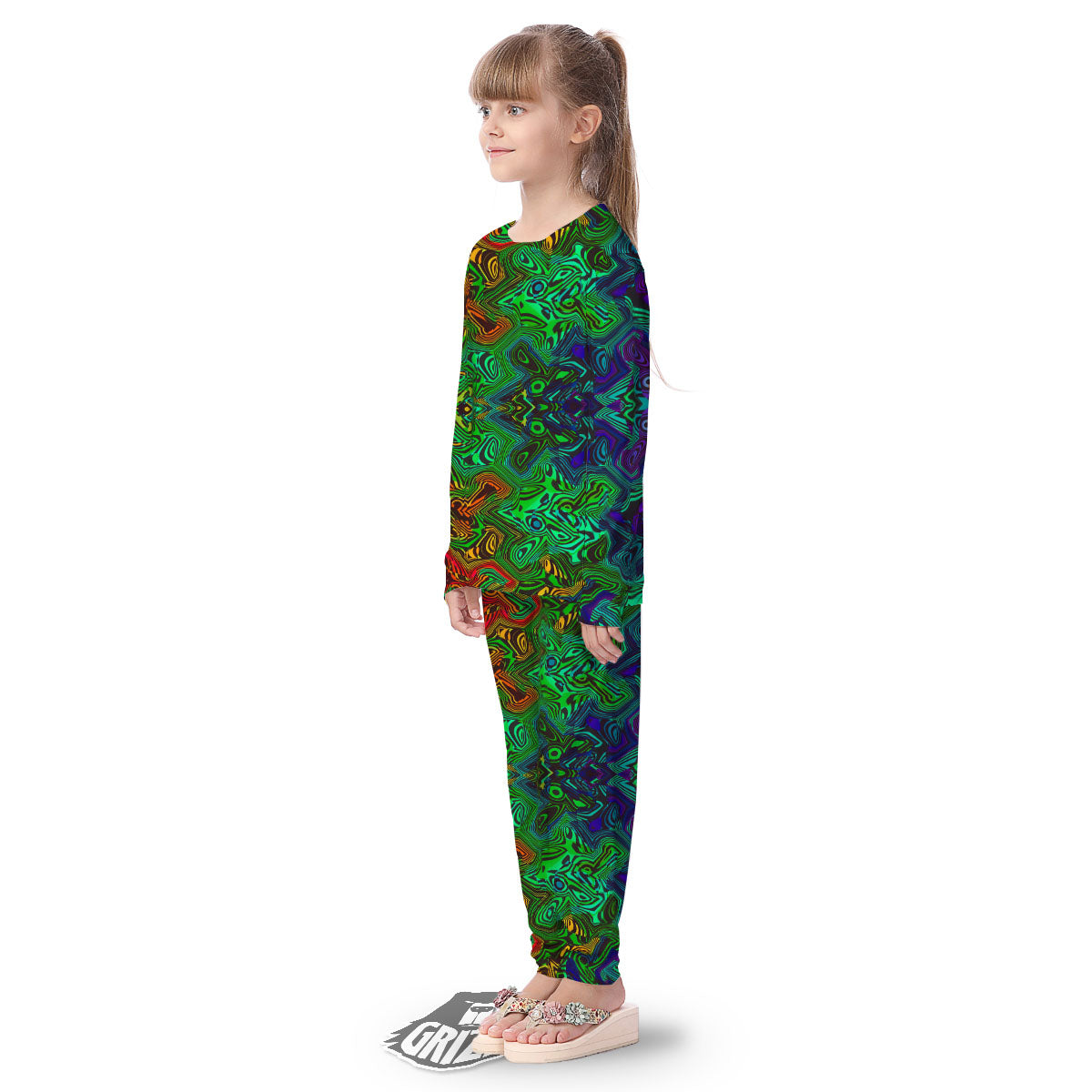 Rave Psychedelic Print Pattern Kid's Pajamas-grizzshop