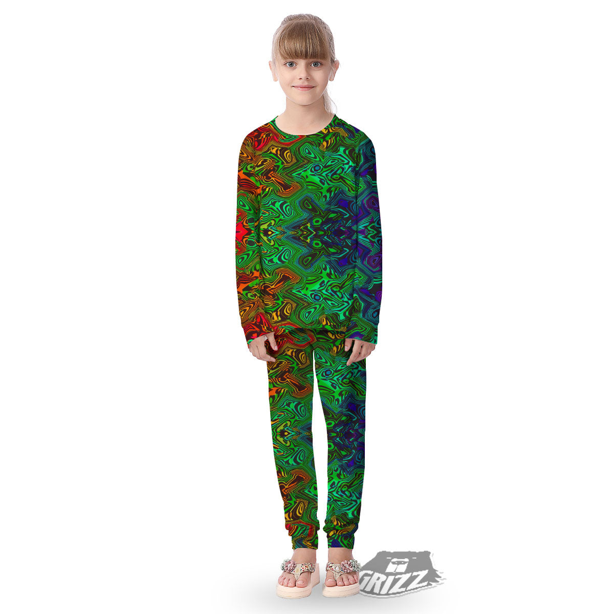 Rave Psychedelic Print Pattern Kid's Pajamas-grizzshop