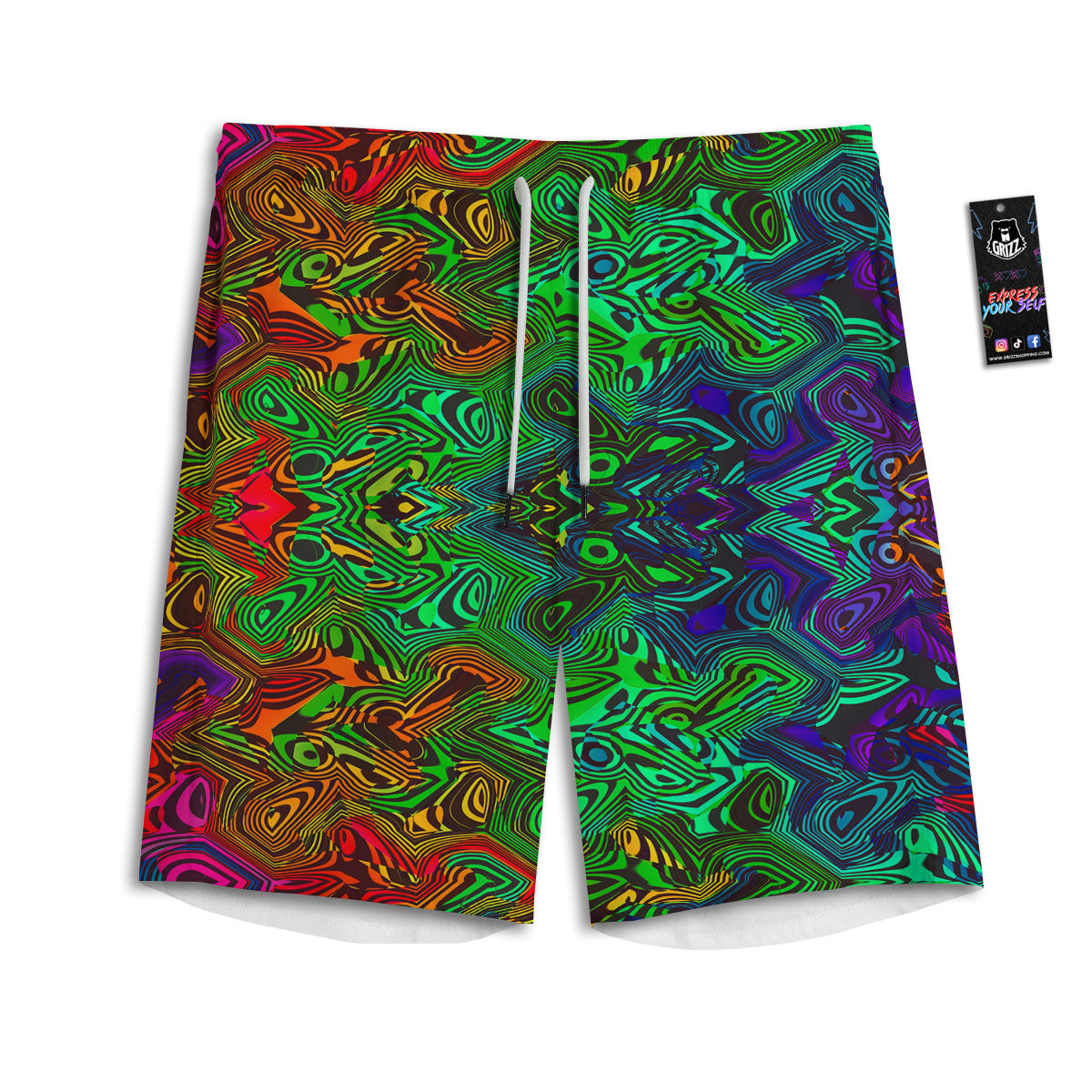 Rave Psychedelic Print Pattern Men's Athletic Shorts