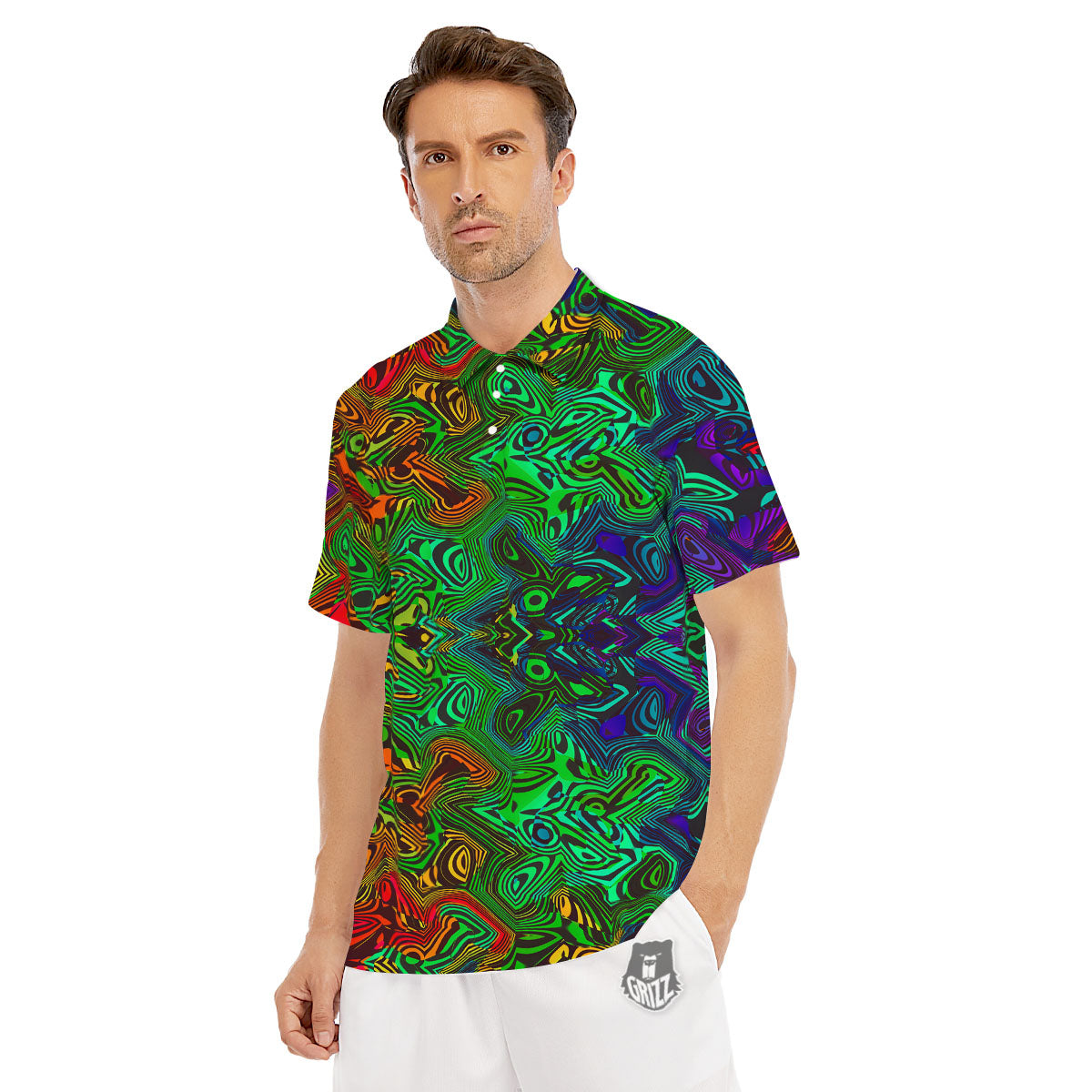Rave Psychedelic Print Pattern Men's Golf Shirts-grizzshop