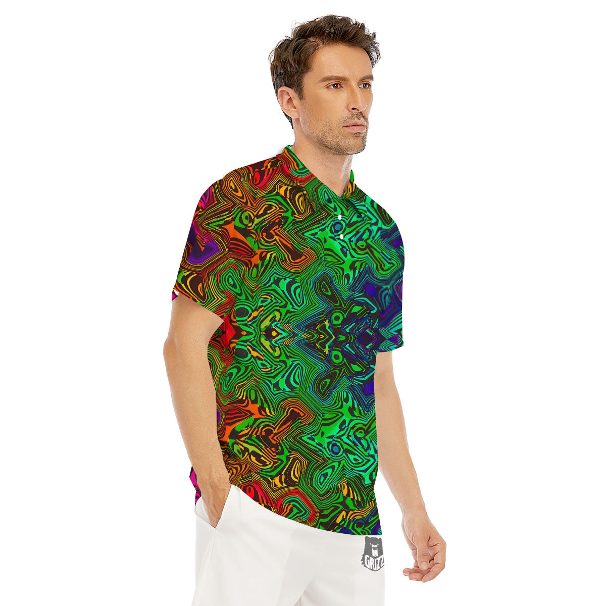 Rave Psychedelic Print Pattern Men's Golf Shirts-grizzshop