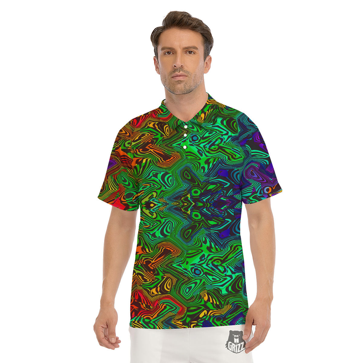 Rave Psychedelic Print Pattern Men's Golf Shirts-grizzshop