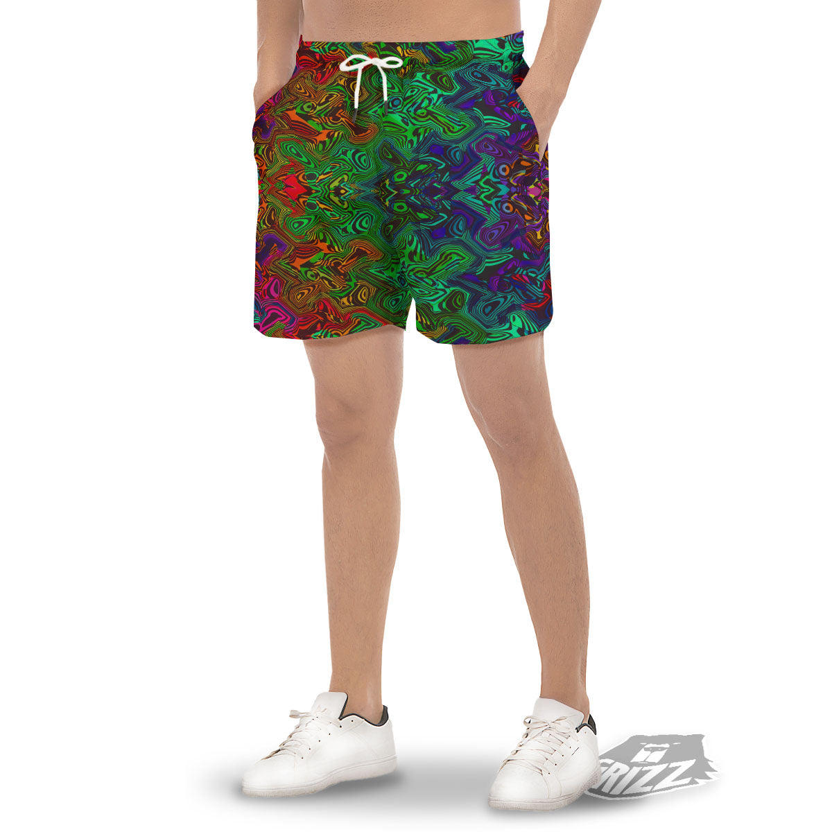 Rave Psychedelic Print Pattern Men's Gym Shorts-grizzshop
