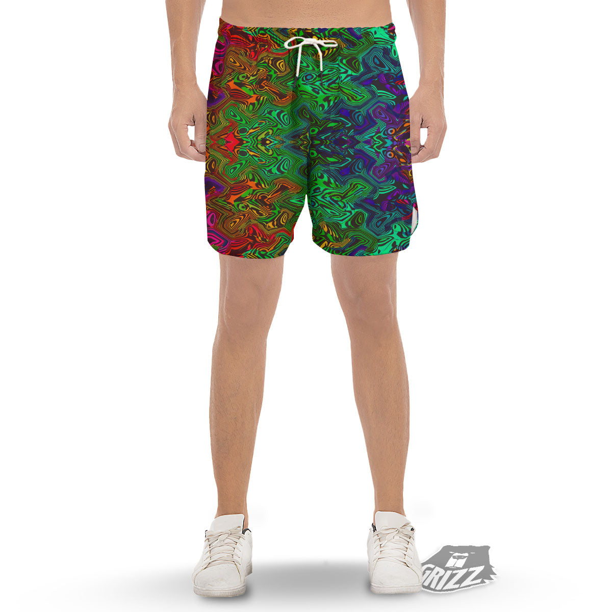 Rave Psychedelic Print Pattern Men's Gym Shorts-grizzshop