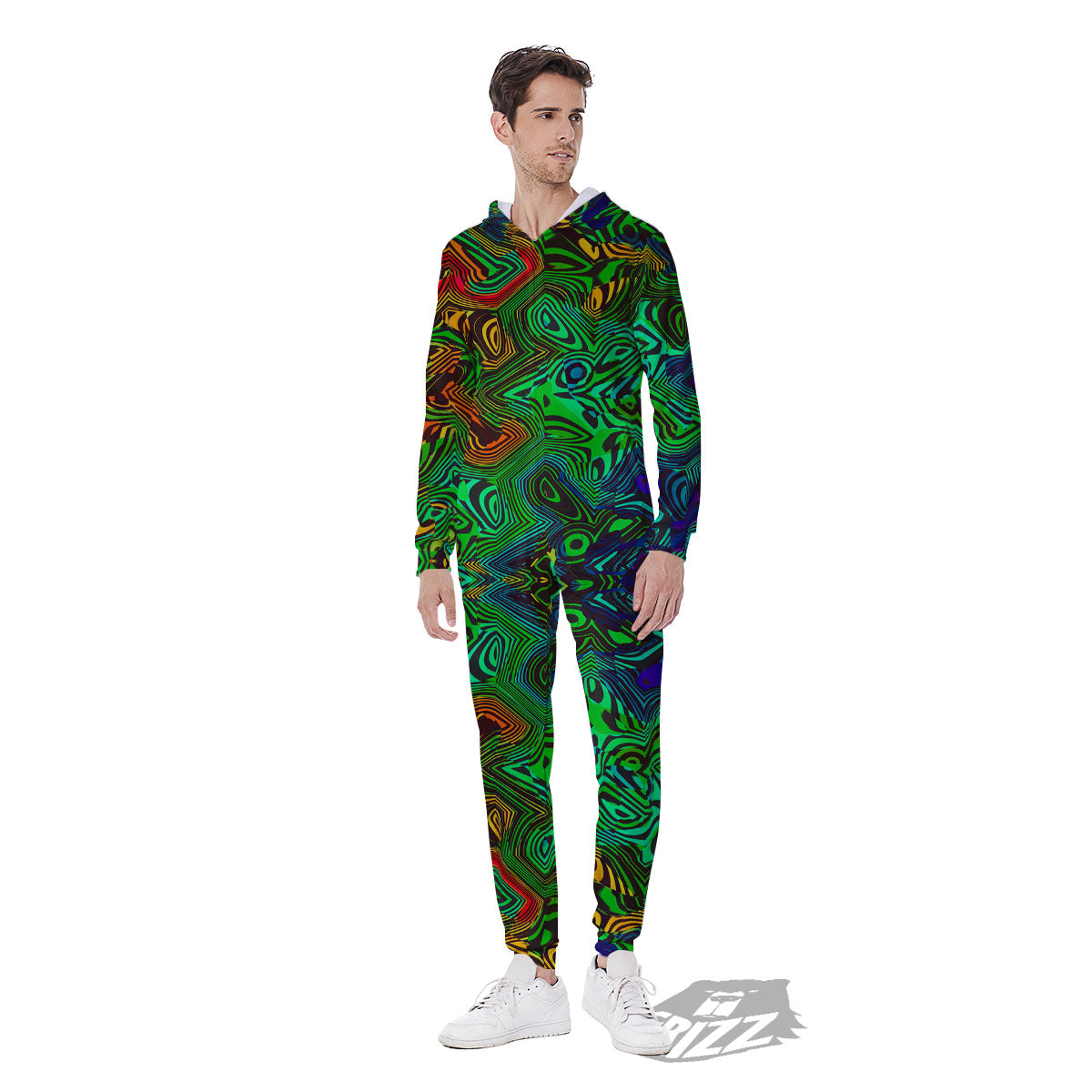 Rave Psychedelic Print Pattern Men's Jumpsuit-grizzshop