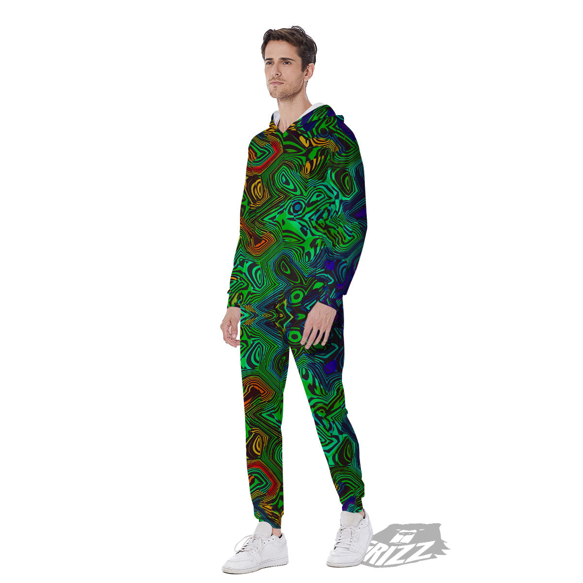Rave Psychedelic Print Pattern Men's Jumpsuit-grizzshop