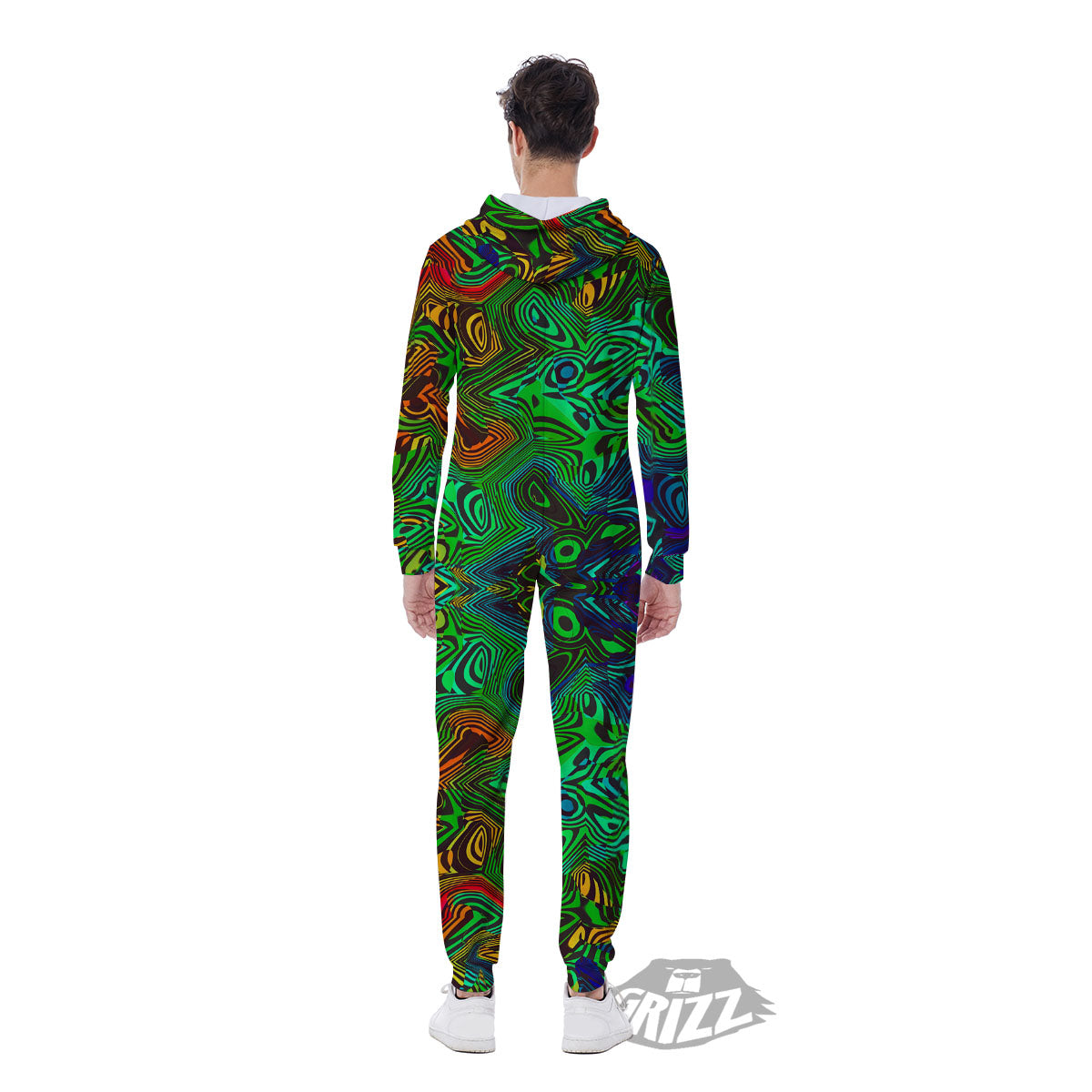 Rave Psychedelic Print Pattern Men's Jumpsuit-grizzshop