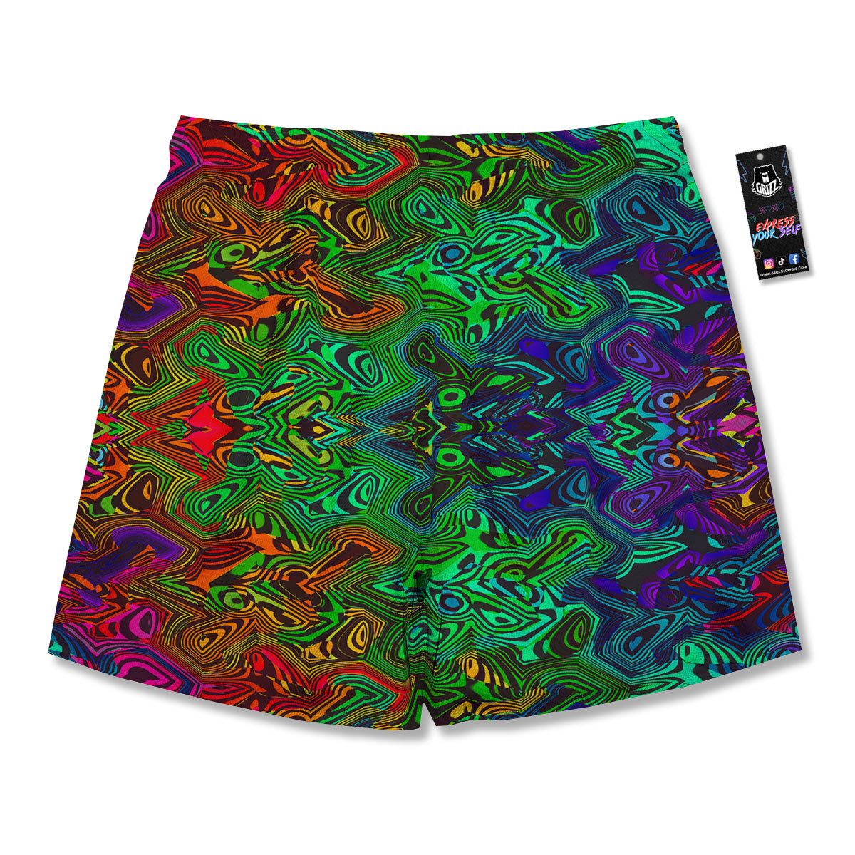 Rave Psychedelic Print Pattern Men's Running Shorts-grizzshop