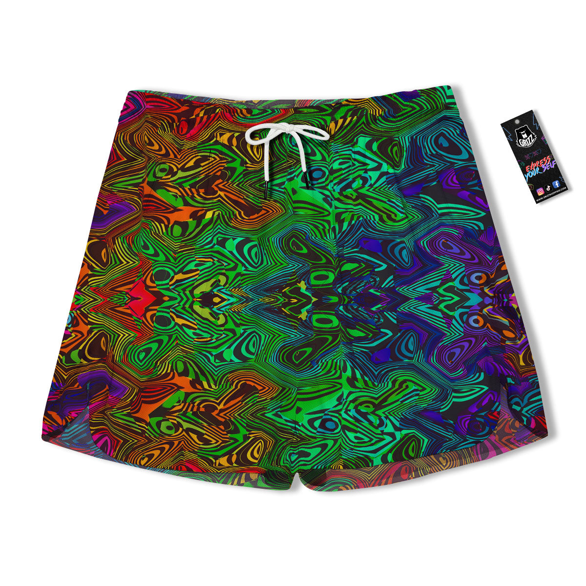 Rave Psychedelic Print Pattern Men's Running Shorts-grizzshop