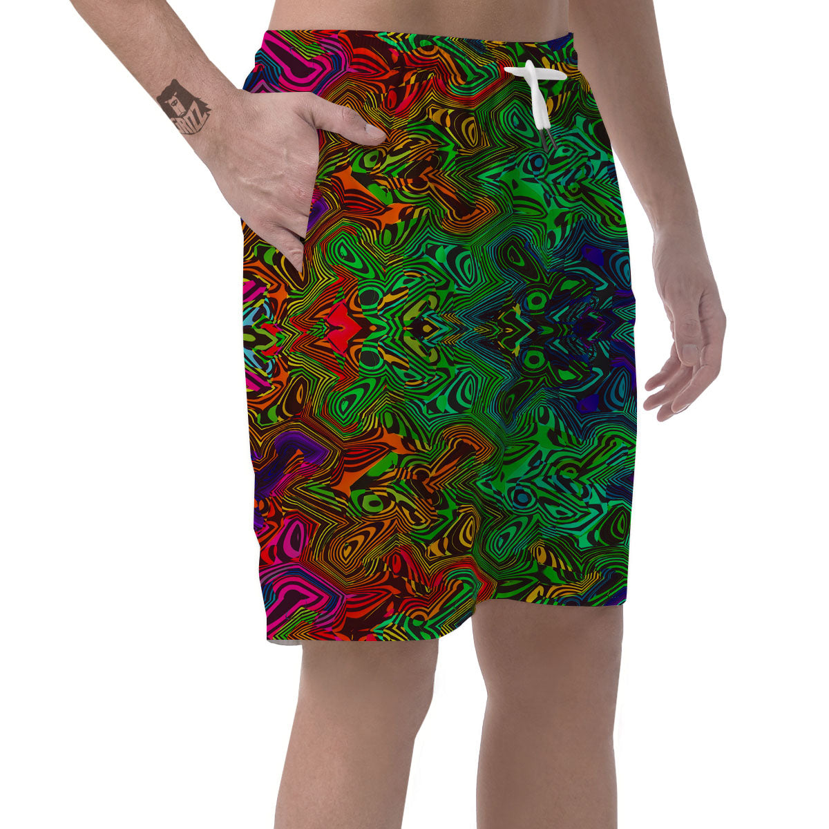 Rave Psychedelic Print Pattern Men's Shorts-grizzshop