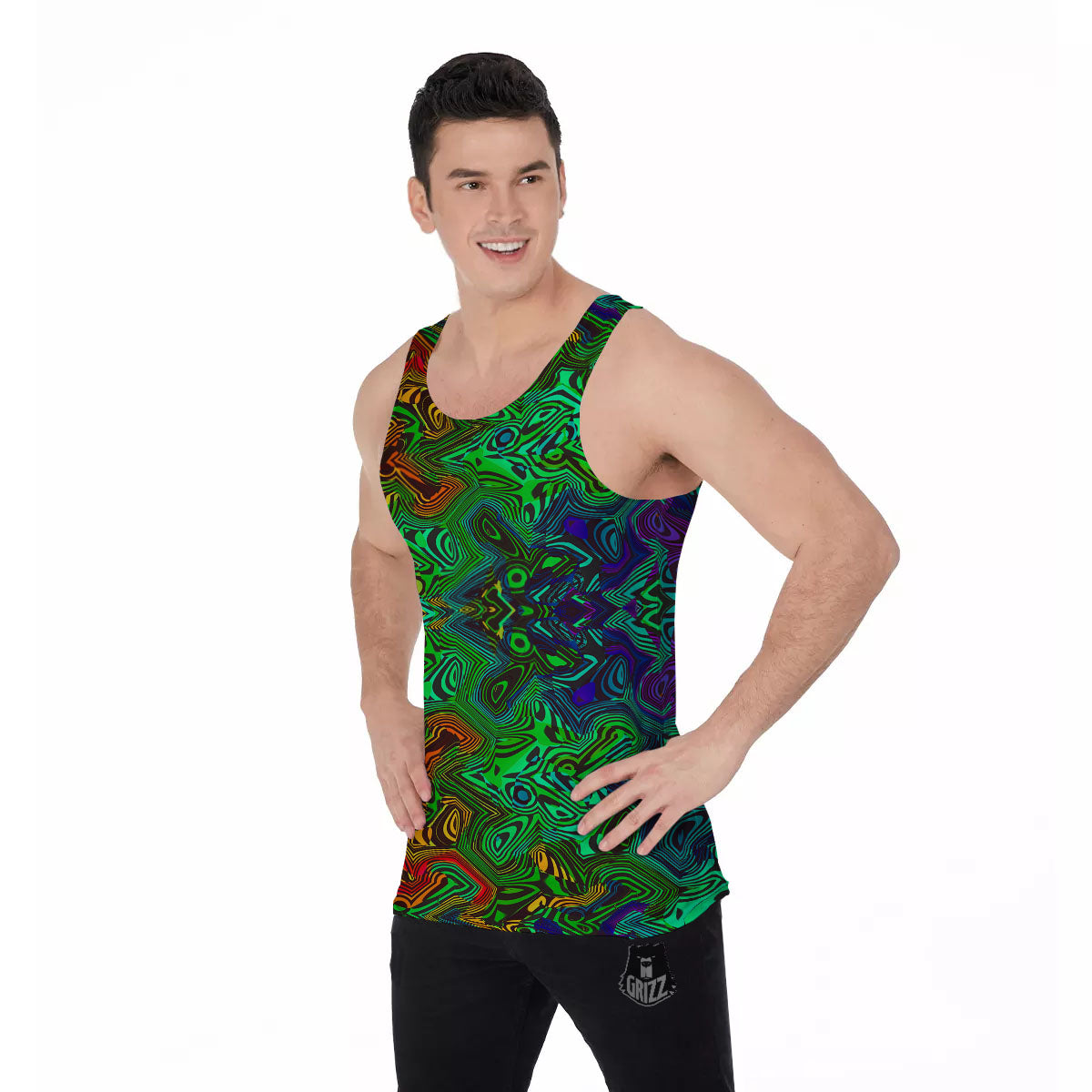 Rave Psychedelic Print Pattern Men's Tank Top-grizzshop
