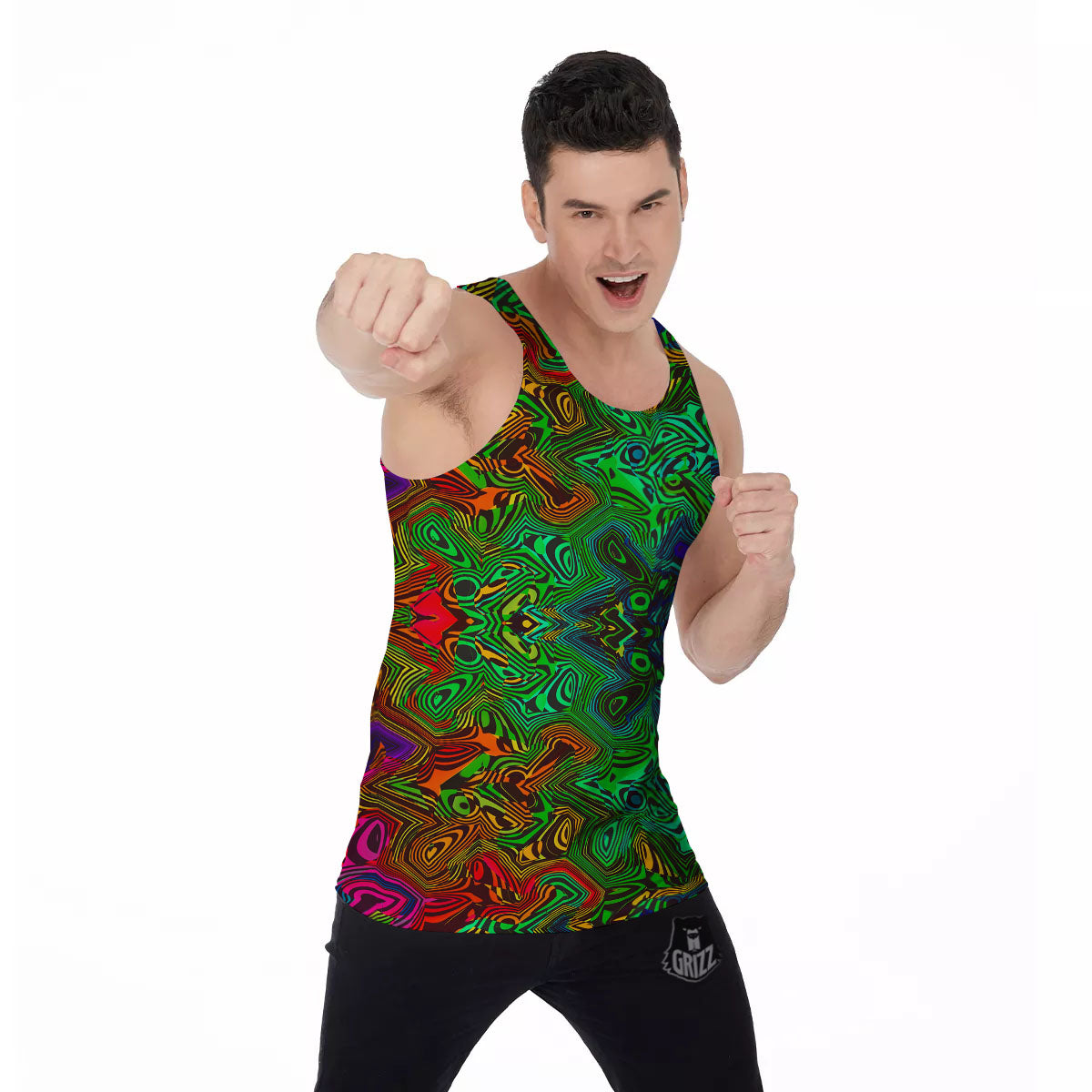 Rave Psychedelic Print Pattern Men's Tank Top-grizzshop