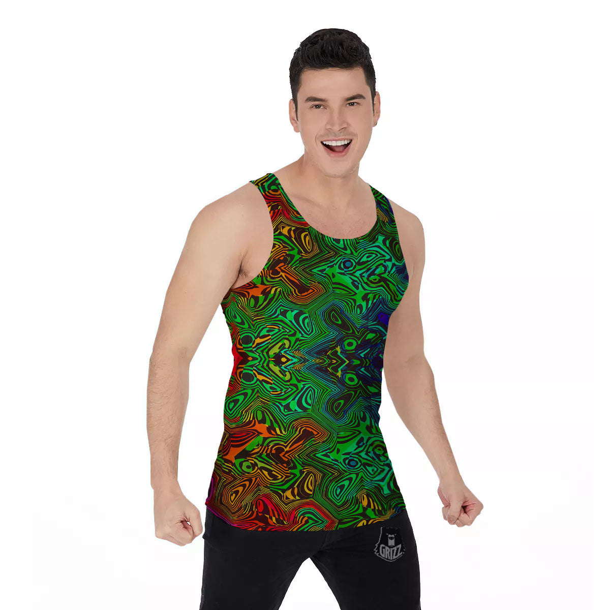 Rave Psychedelic Print Pattern Men's Tank Top-grizzshop