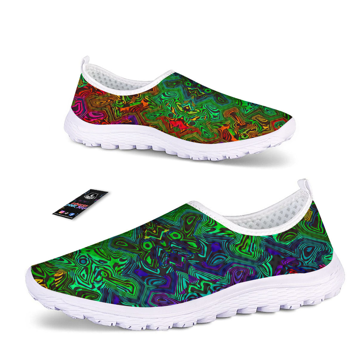 Rave Psychedelic Print Pattern Nurse Shoes-grizzshop