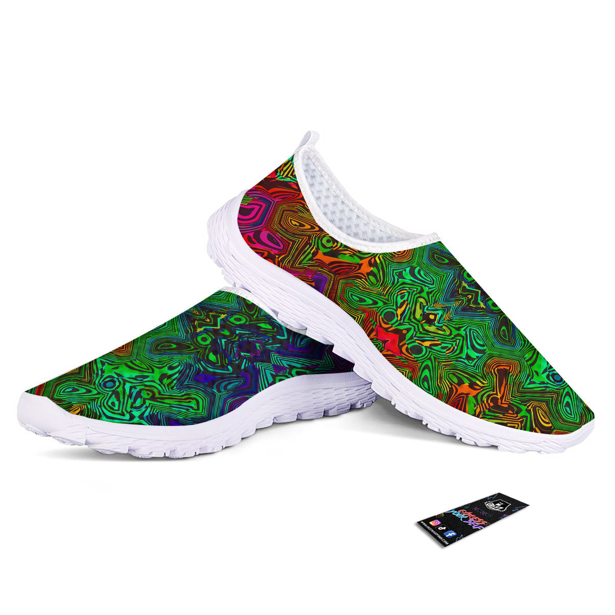Rave Psychedelic Print Pattern Nurse Shoes-grizzshop