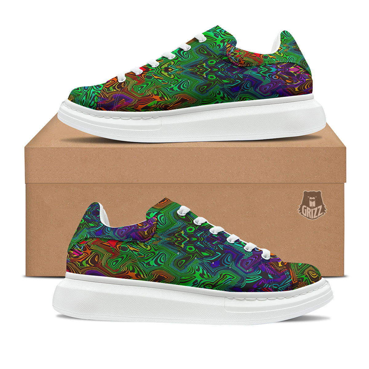 Rave Psychedelic Print Pattern Platform Shoes-grizzshop