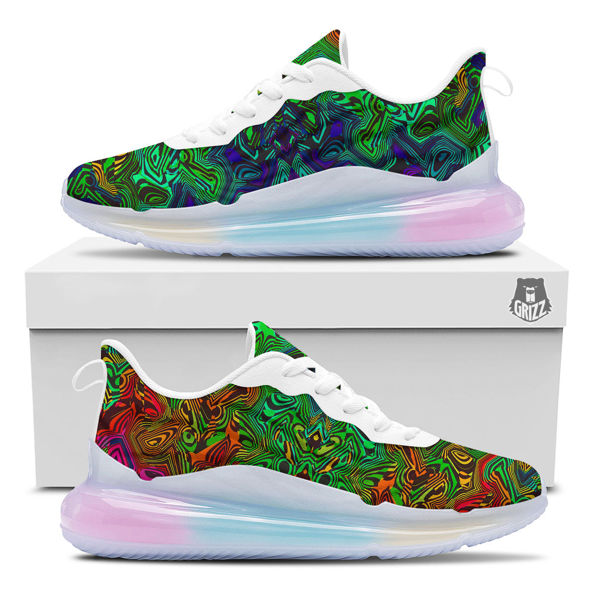 Rave Psychedelic Print Pattern Running Sneakers-grizzshop
