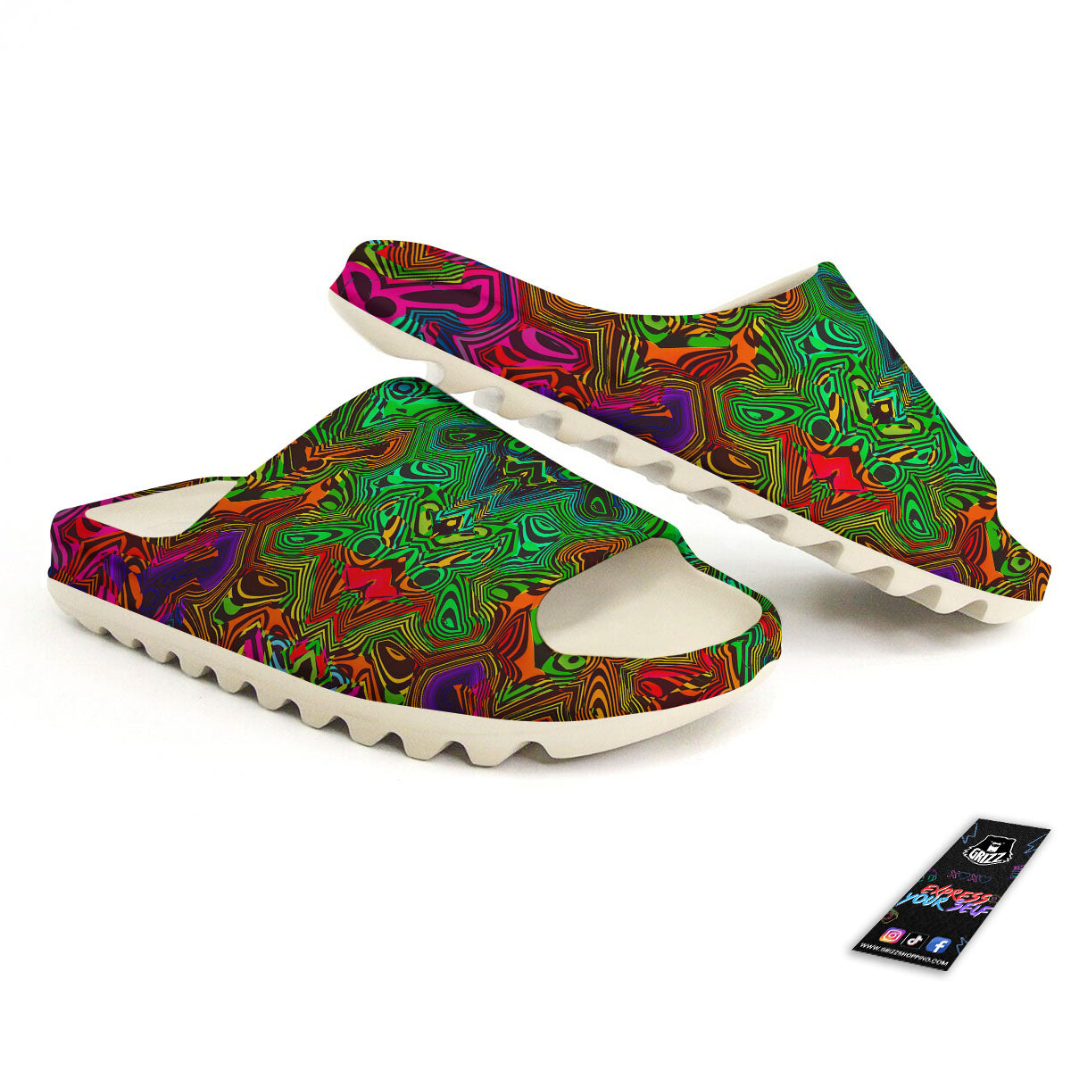 Rave Psychedelic Print Pattern Sandals-grizzshop