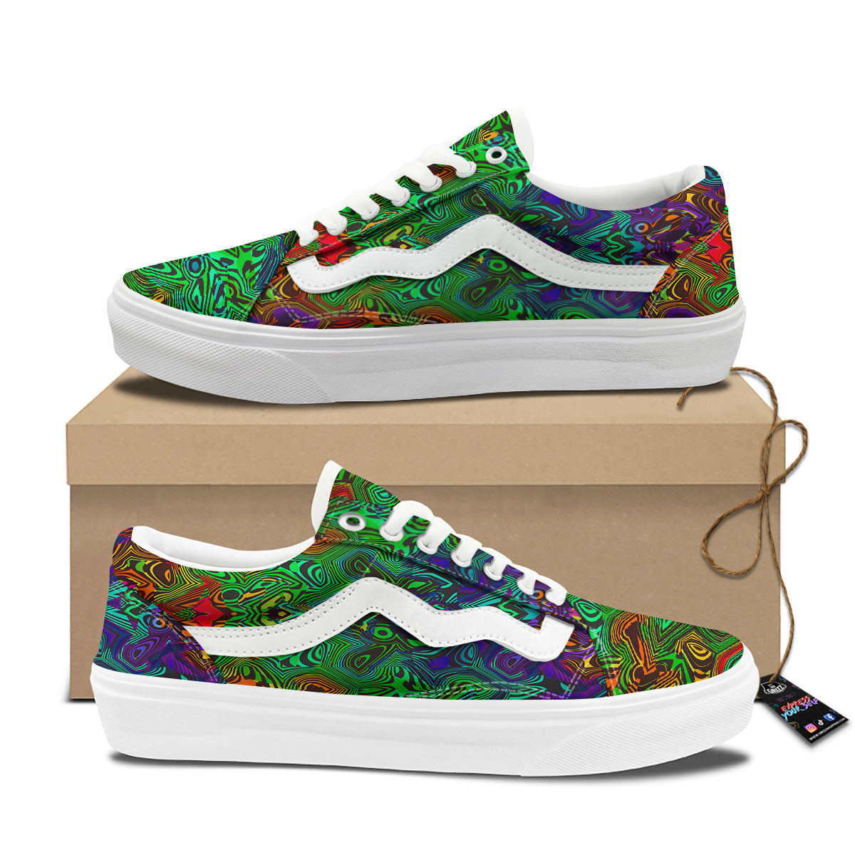 Rave Psychedelic Print Pattern Skate Shoes-grizzshop