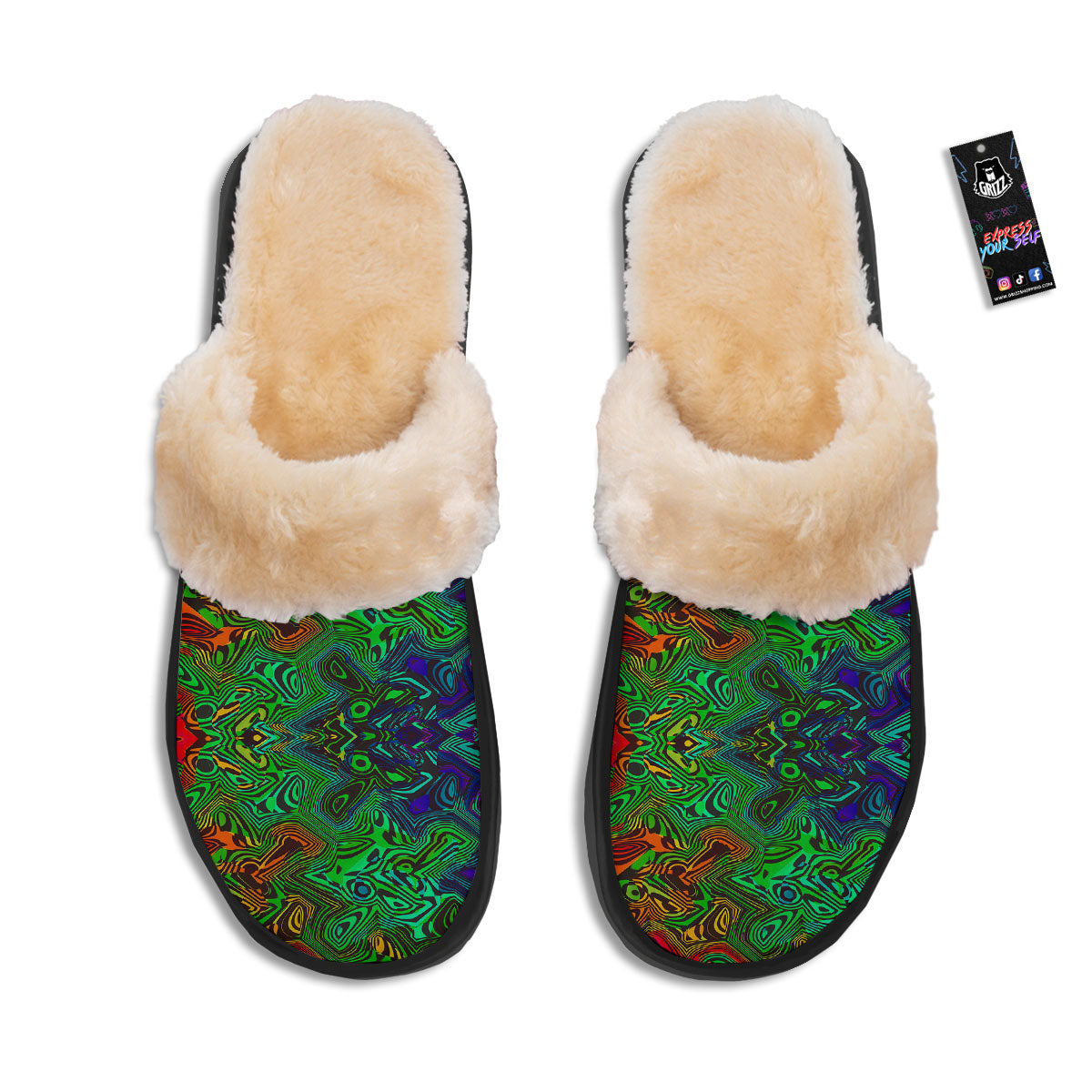 Rave Psychedelic Print Pattern Slippers-grizzshop