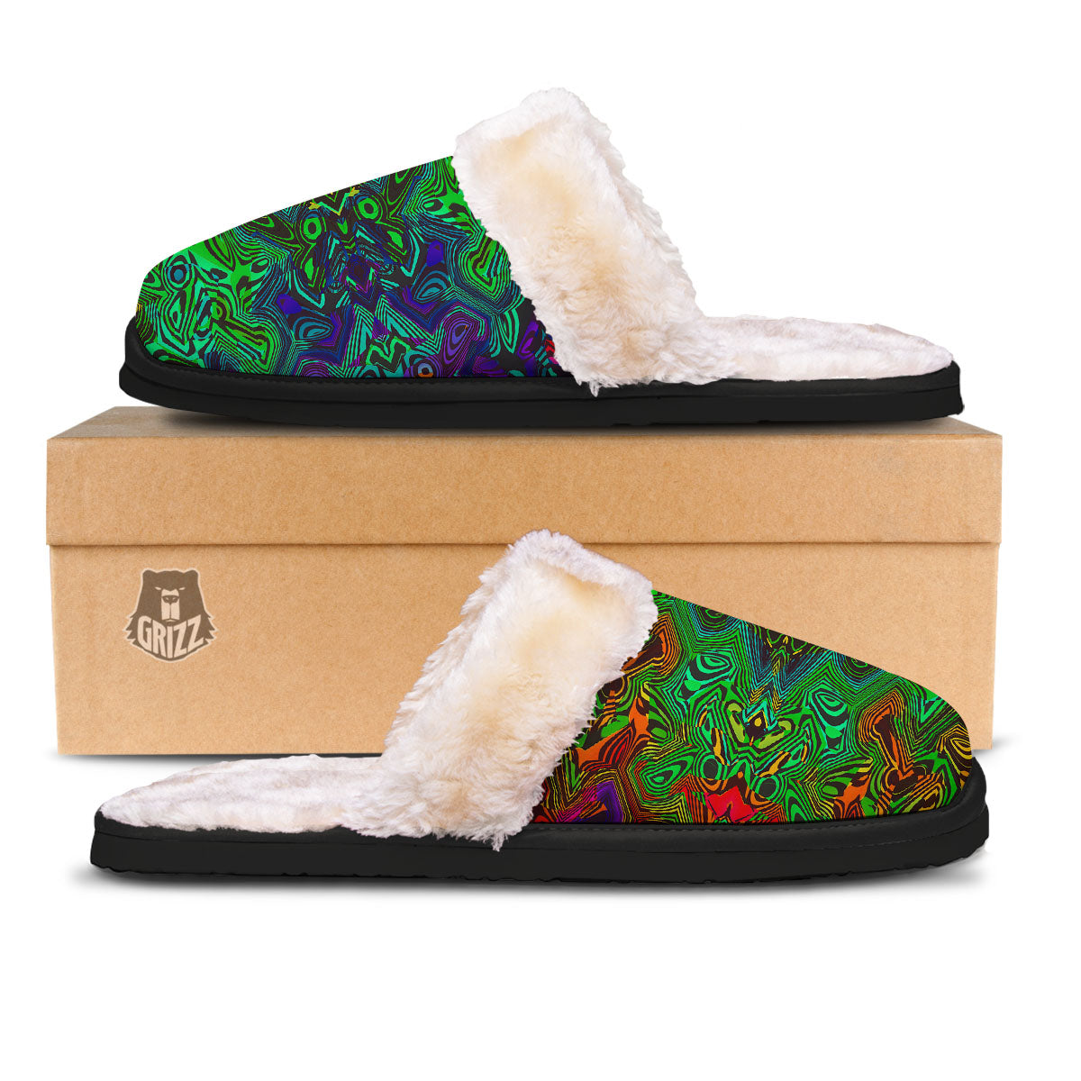 Rave Psychedelic Print Pattern Slippers-grizzshop
