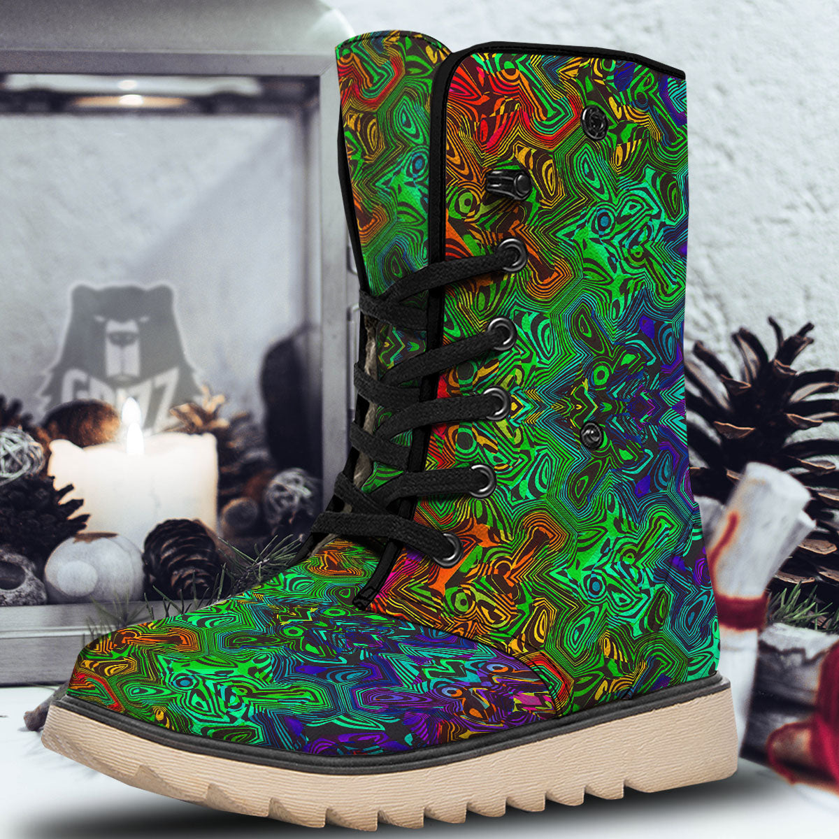 Rave Psychedelic Print Pattern Snow Boots-grizzshop
