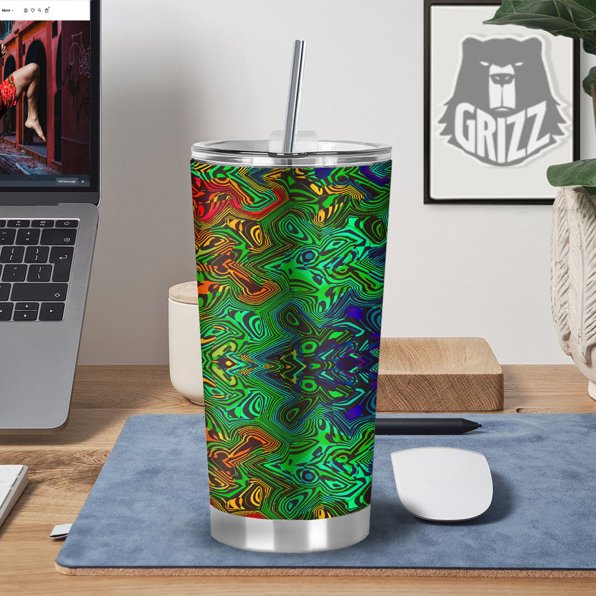 Rave Psychedelic Print Pattern Tumbler-grizzshop