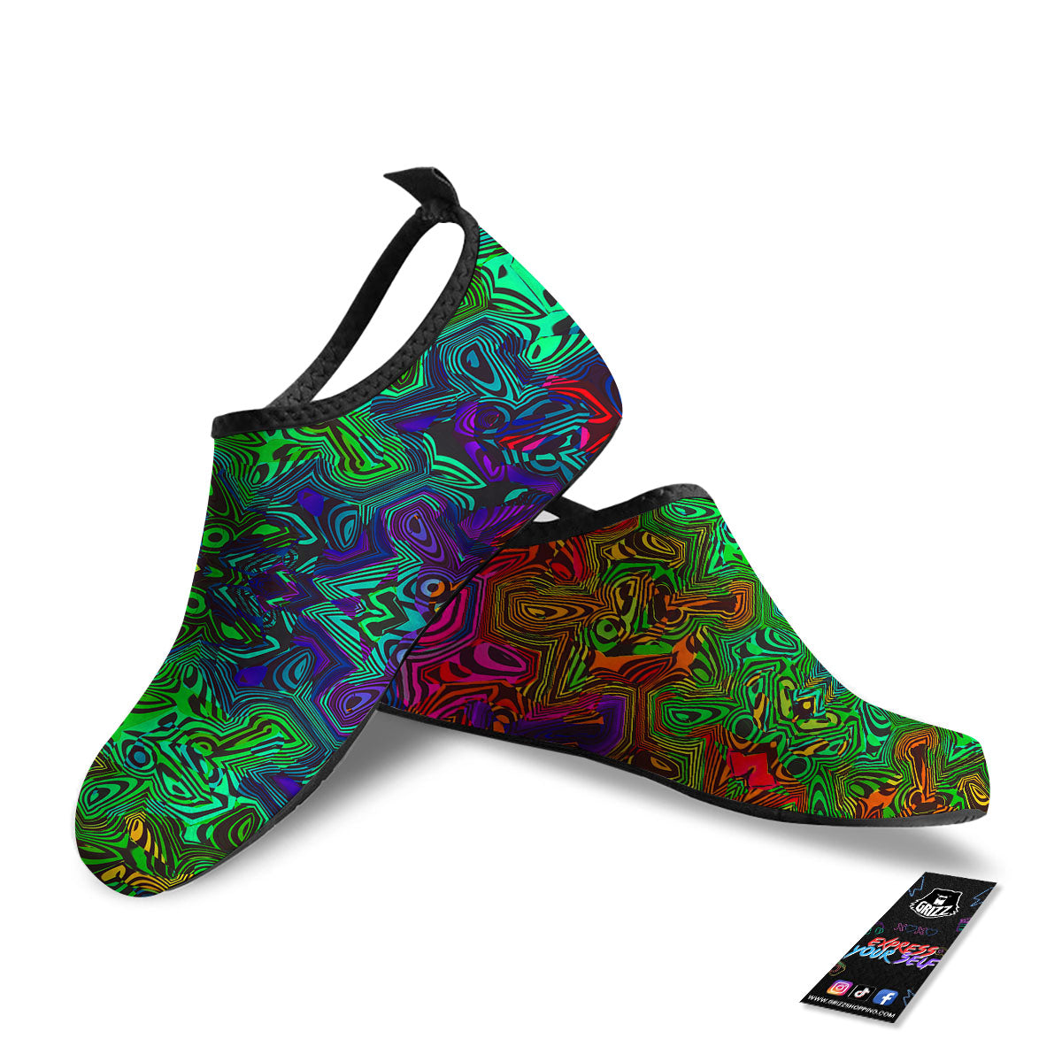 Rave Psychedelic Print Pattern Water Shoes-grizzshop