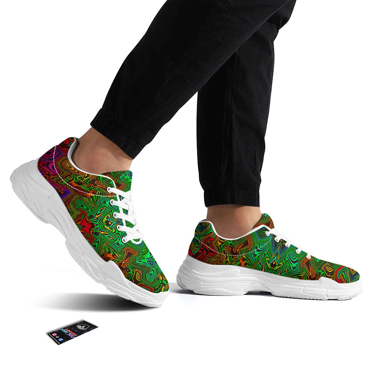 Rave Psychedelic Print Pattern White Chunky Shoes-grizzshop
