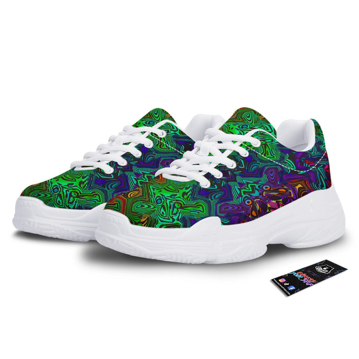 Rave Psychedelic Print Pattern White Chunky Shoes-grizzshop
