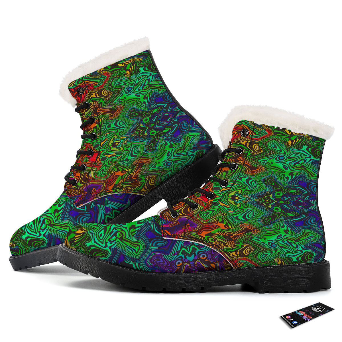 Rave Psychedelic Print Pattern Winter Boots-grizzshop