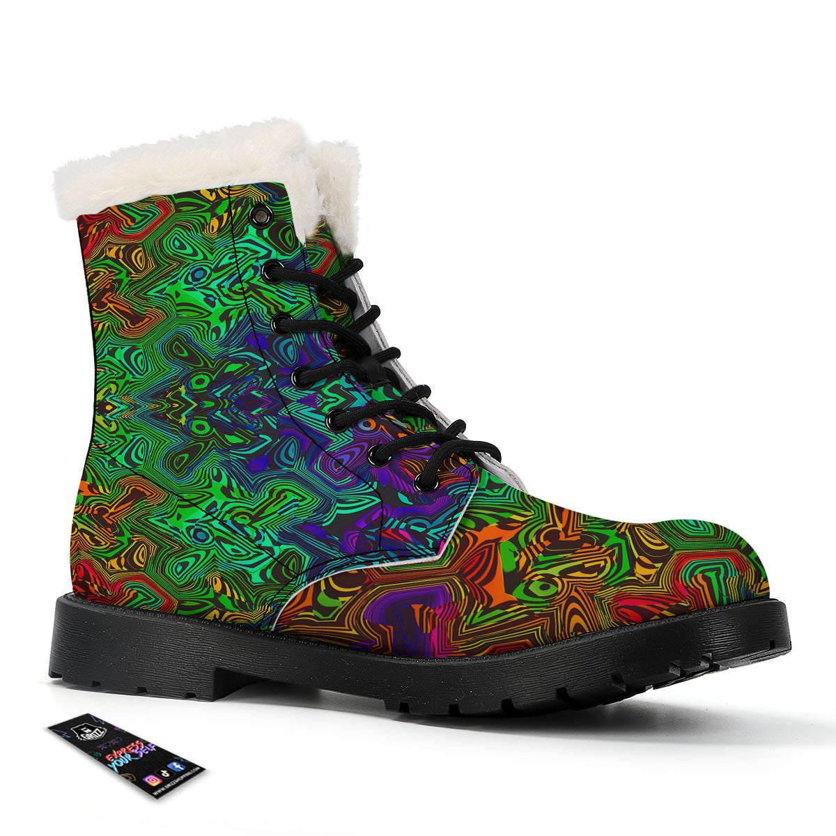 Rave Psychedelic Print Pattern Winter Boots-grizzshop