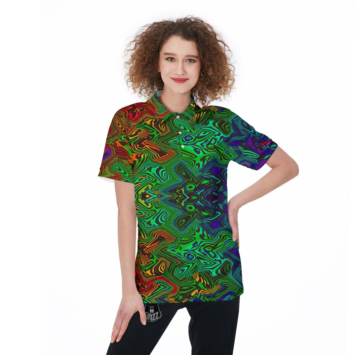 Rave Psychedelic Print Pattern Women's Golf Shirts-grizzshop