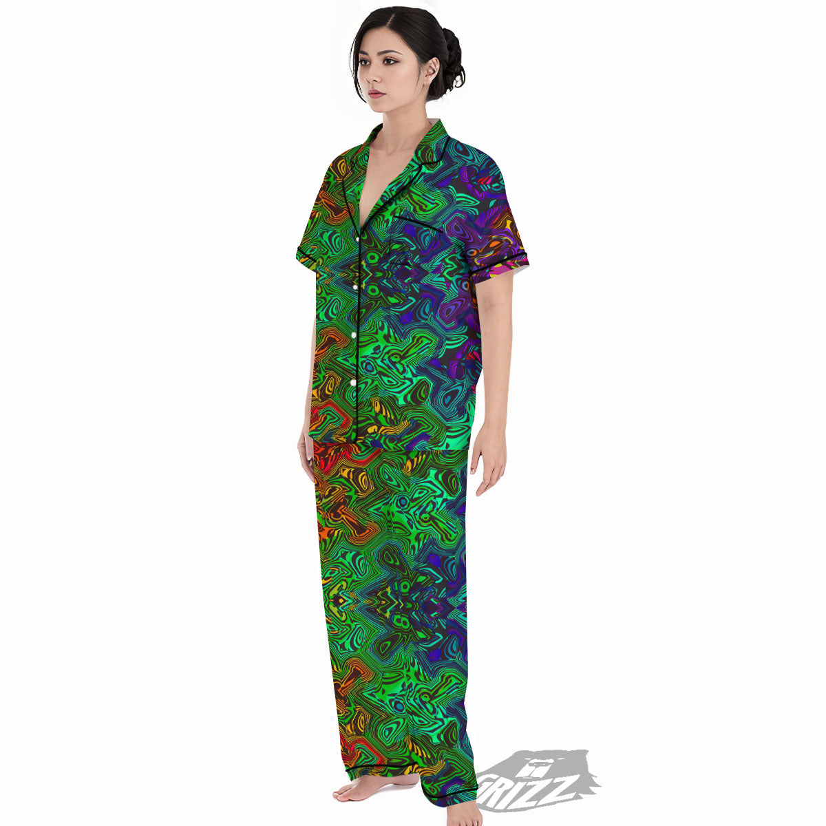 Rave Psychedelic Print Pattern Women's Pajamas Set-grizzshop