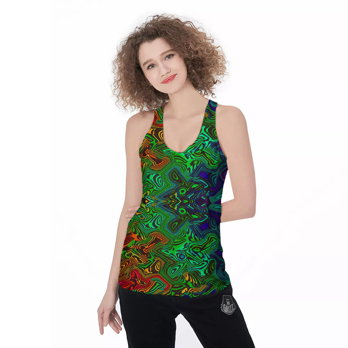 Rave Psychedelic Print Pattern Women's Racerback Tank Top-grizzshop